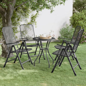 Berkfield Folding Garden Chairs 4 pcs Expanded Metal Mesh Anthracite