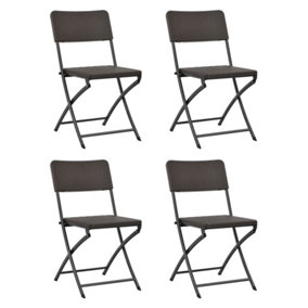 Berkfield Folding Garden Chairs 4 pcs HDPE and Steel Brown