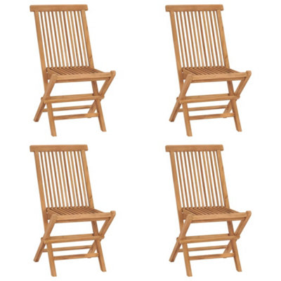 Berkfield Folding Garden Chairs 4 pcs Solid Teak Wood