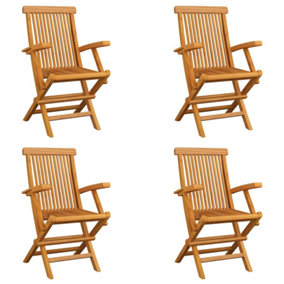 Berkfield Folding Garden Chairs 4 pcs Solid Teak Wood