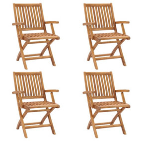 Berkfield Folding Garden Chairs 4 pcs Solid Teak Wood