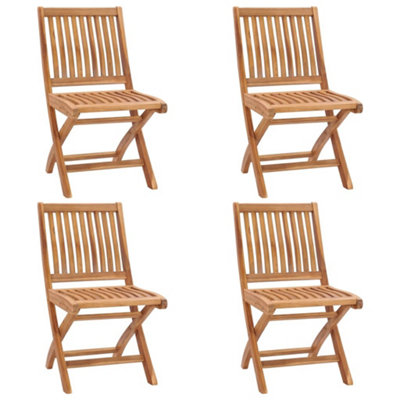 Berkfield Folding Garden Chairs 4 pcs Solid Teak Wood | DIY at B&Q