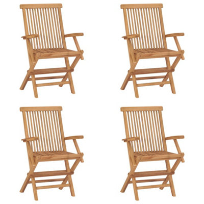 Berkfield Folding Garden Chairs 4 pcs Solid Teak Wood | DIY at B&Q