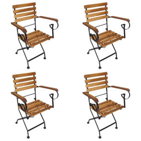 Berkfield Folding Garden Chairs 4 pcs Steel and Solid Wood Acacia