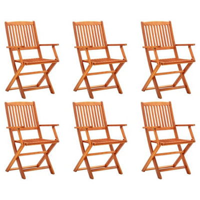 Berkfield Folding Garden Chairs 6 pcs Solid Eucalyptus Wood