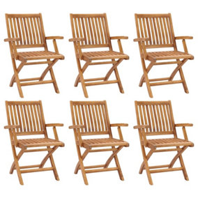 Berkfield Folding Garden Chairs 6 pcs Solid Teak Wood
