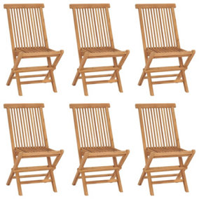 Berkfield Folding Garden Chairs 6 pcs Solid Teak Wood