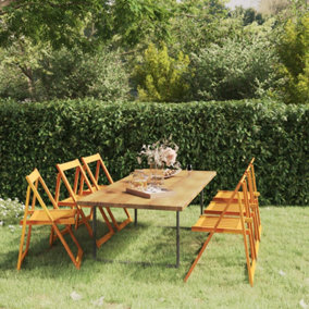 Berkfield Folding Garden Chairs 6 pcs Solid Wood Acacia