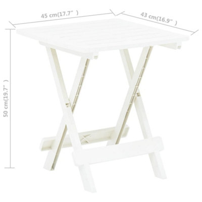 Small white plastic store folding table