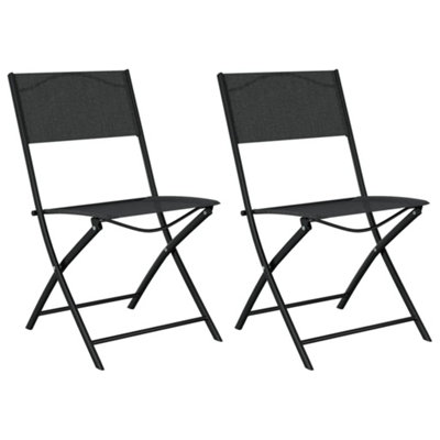 Berkfield Folding Outdoor Chairs 2 pcs Black Steel and Textilene DIY