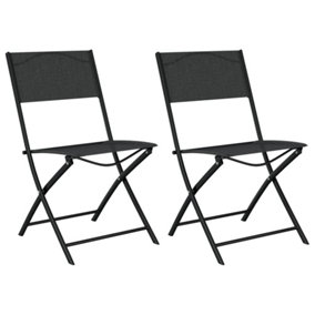 Berkfield Folding Outdoor Chairs 2 pcs Black Steel and Textilene