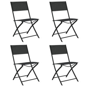 Berkfield Folding Outdoor Chairs 4 pcs Black Steel and Textilene