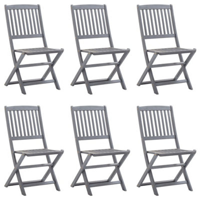 Berkfield Folding Outdoor Chairs 6 pcs Solid Acacia Wood DIY at B&Q