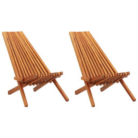 Berkfield Folding Outdoor Lounge Chairs 2 pcs Solid Acacia Wood