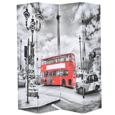 Berkfield Folding Room Divider 160x170 cm London Bus Black and White
