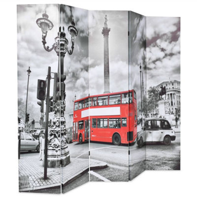 Berkfield Folding Room Divider 200x170 cm London Bus Black and White