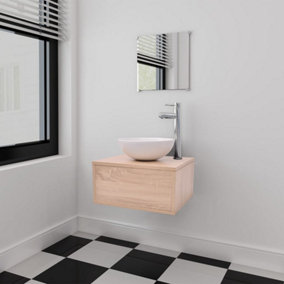 Berkfield Four Piece Bathroom Furniture Set with Basin with Tap Beige