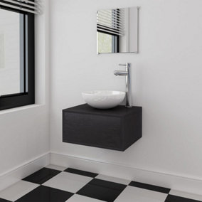 Berkfield Four Piece Bathroom Furniture Set with Basin with Tap Black