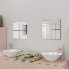 Berkfield Frameless Mirror Tiles Glass 16 pcs 20.5 cm
