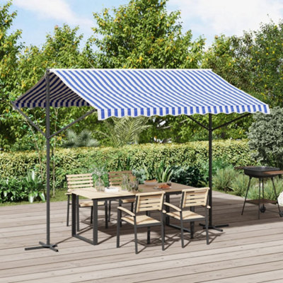 Berkfield Free Standing Awning Blue and White 300x300 cm Fabric and Steel