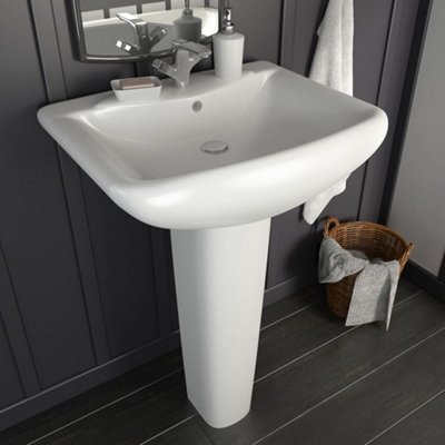 Berkfield Freestanding Basin with Pedestal Ceramic White 580x470x200 mm