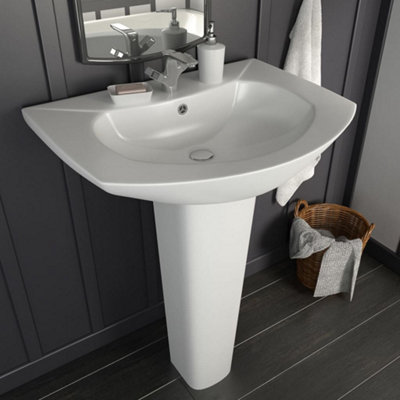 Berkfield Freestanding Basin with Pedestal Ceramic White 650x520x200 mm