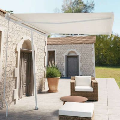 Berkfield Freestanding Manual Retractable Awning 300x250 cm Cream