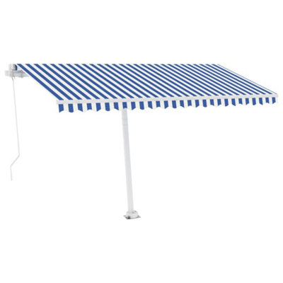 Berkfield Freestanding Manual Retractable Awning 400x300 cm Blue/White