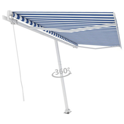 Berkfield Freestanding Manual Retractable Awning 400x300 cm Blue/White