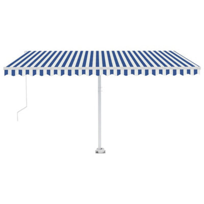 Berkfield Freestanding Manual Retractable Awning 400x300 cm Blue/White