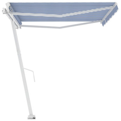 Berkfield Freestanding Manual Retractable Awning 400x300 cm Blue/White