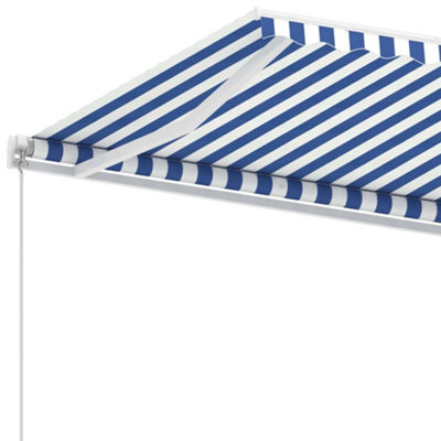 Berkfield Freestanding Manual Retractable Awning 400x300 cm Blue/White