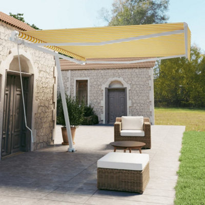 Berkfield Freestanding Manual Retractable Awning 400x350 cm Yellow ...