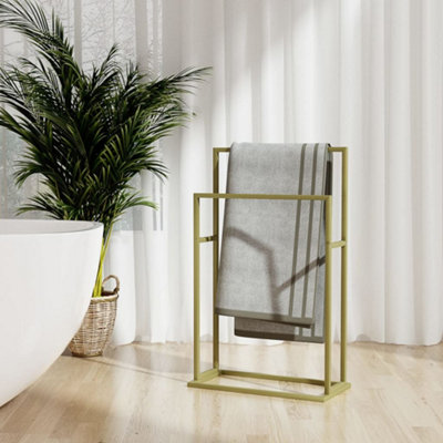 Berkfield Freestanding Towel Rack Gold 48x24x78.5 cm Iron Price Comparisons | Compare The Build