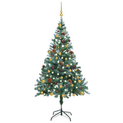 Berkfield Frosted Christmas Tree with LEDs&Ball Set&Pinecones 150 cm Price Comparisons | Compare The Build