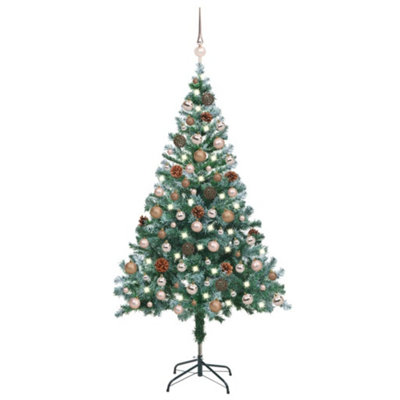Berkfield Frosted Christmas Tree with LEDs&Ball Set Pinecones 150 cm Price Comparisons | Compare The Build