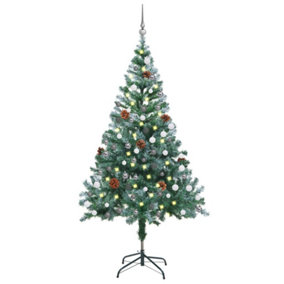 Berkfield Frosted Christmas Tree with LEDs&Ball Set Pinecones 150 cm