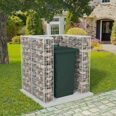 Berkfield Gabion Single Wheelie Bin Surround Steel 110x100x120 cm