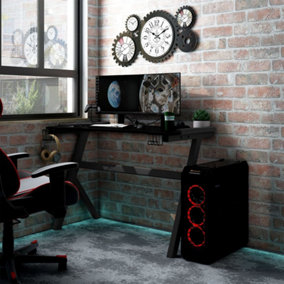 Berkfield Gaming Desk LED with Y Shape Black 110x60x75 cm