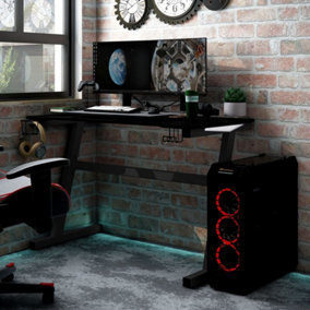 Berkfield Gaming Desk LED with Z Shape Legs Black 90x60x75 cm