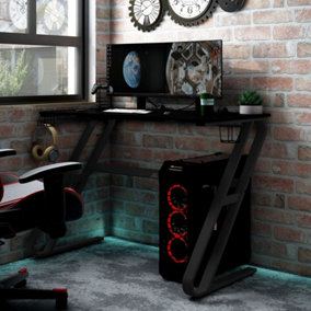Berkfield Gaming Desk with ZZ Shape Legs Black 110x60x75 cm