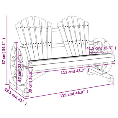 Berkfield Garden Adirondack Chair 2-Seater Solid Wood Fir