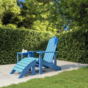 Berkfield Garden Adirondack Chair with Footstool HDPE Aqua Blue
