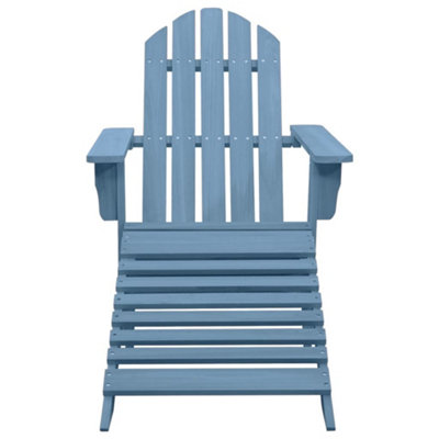 Berkfield Garden Adirondack Chair with Ottoman Solid Fir Wood Blue