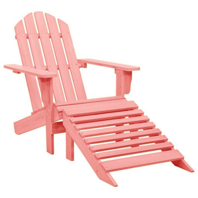 Berkfield Garden Adirondack Chair with Ottoman Solid Fir Wood Pink
