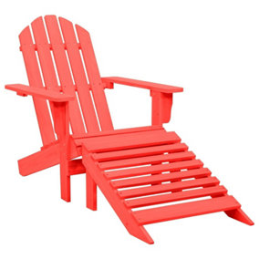 Berkfield Garden Adirondack Chair with Ottoman Solid Fir Wood Red