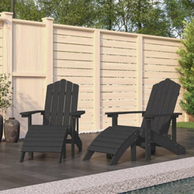 Berkfield Garden Adirondack Chairs 2 pcs with Footstools HDPE Anthracite