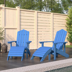 Berkfield Garden Adirondack Chairs 2 pcs with Footstools HDPE Aqua Blue