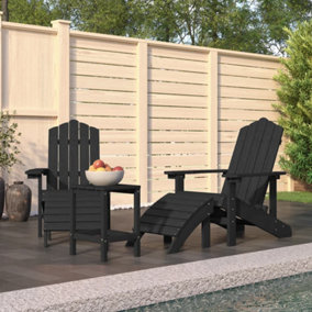 Berkfield Garden Adirondack Chairs with Footstool & Table HDPE Anthracite