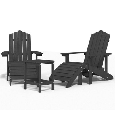 Berkfield Garden Adirondack Chairs with Footstool & Table HDPE Anthracite